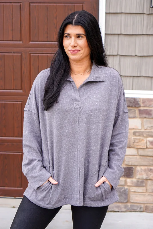 Weekend Perfection Grey Fleece Pullover