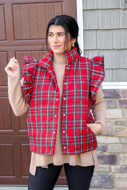 Winter Perfection Red Plaid Vest