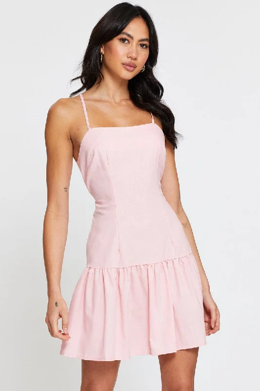 Pink A Line Dress Mini