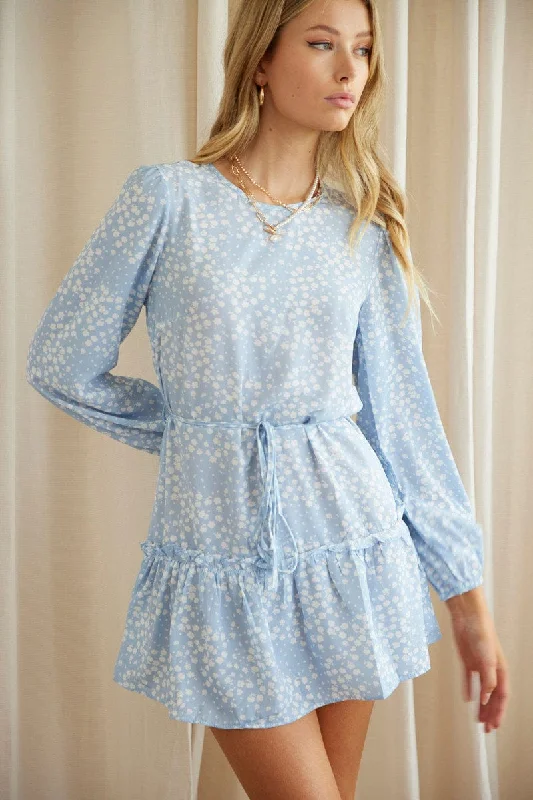 Print Mini Dress Long Sleeve