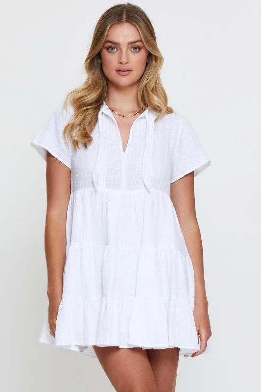 White A Line Dress Mini