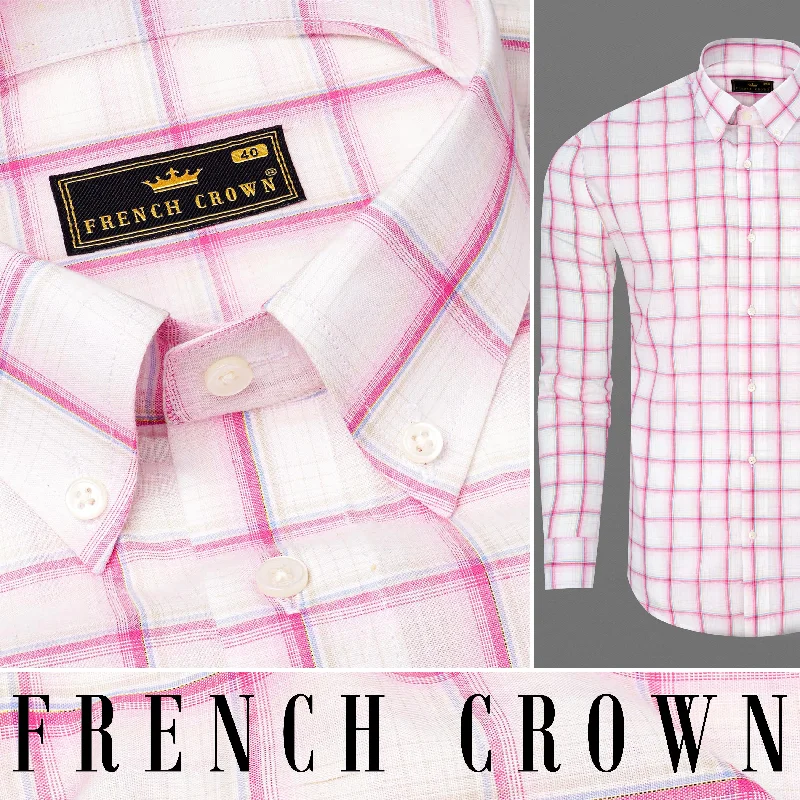 Carnation Pink Plaid Premium Cotton Shirt