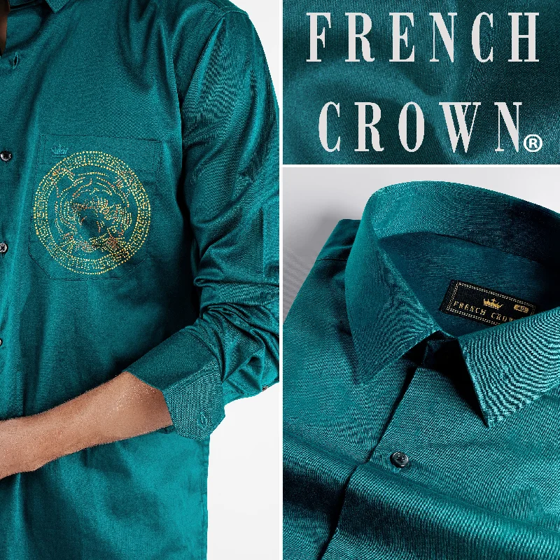 Sherpa Green Hand Painted Super Soft Premium Cotton Designer Shirt