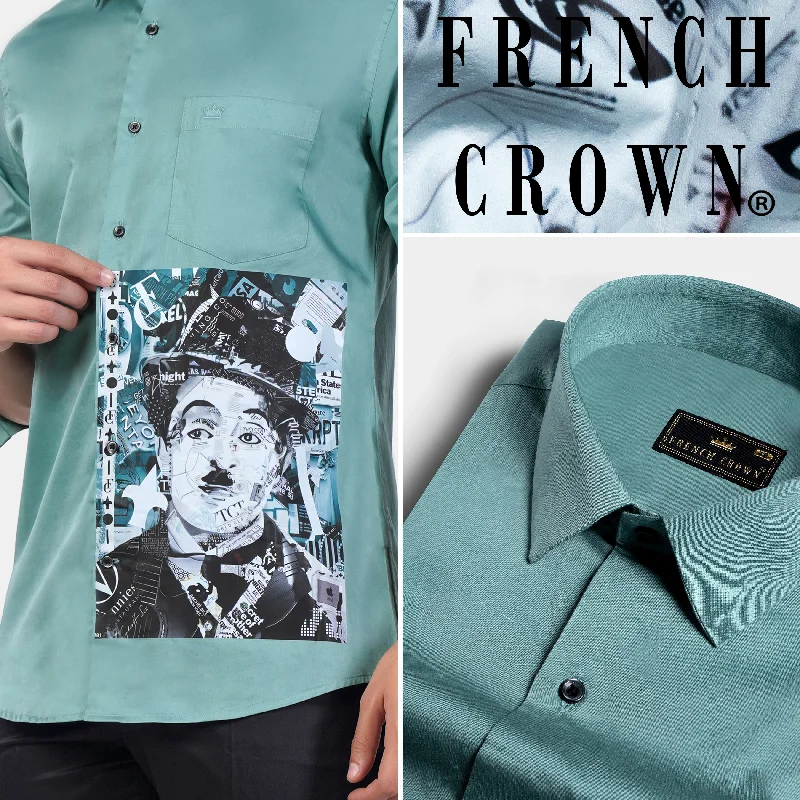 Sirocco Blue Charlie Chaplin Printed Printed Subtle Sheen Super Soft Premium Cotton Designer Shirt