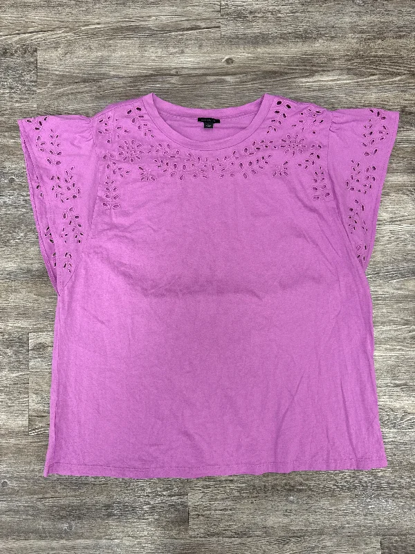 Top Short Sleeve By Ann Taylor In Purple, Size: Xl